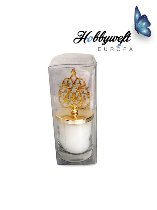 Deko Kerzen Gold mit Asetatschachtel