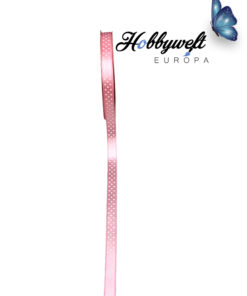 Satinband Rosa mit pünktchen 1 cm