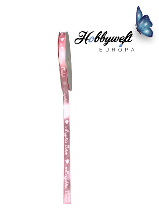 Satinband Hosgeldin Bebek Rosa 1 cm