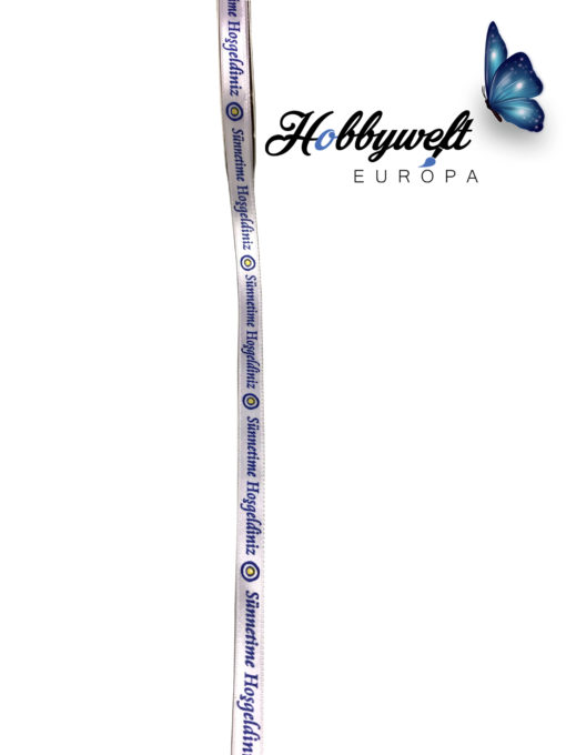 Satinband Sünnet 1 cm Blau - Weiß