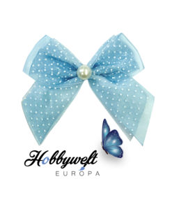 Deko Schleifen mit Pünktchen Babyblau 5 stk