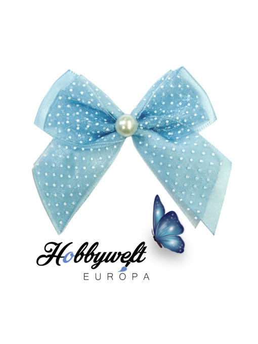 Deko Schleifen mit Pünktchen Babyblau 5 stk