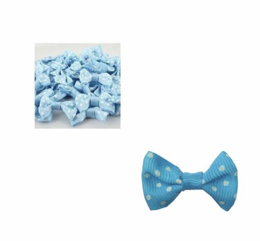 Mini Schleifen Blau mit Pünktchen