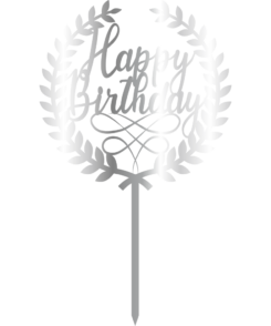 Cake Topper Happy Brithday Silber
