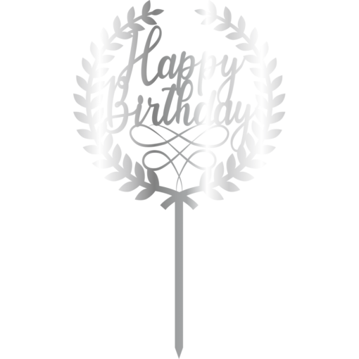 Cake Topper Happy Brithday Silber