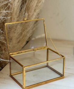 Glasbox Rechteck Gold mittel mit Kette