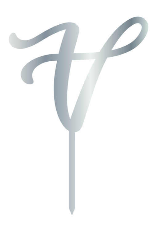 Cake Topper "V" Silber