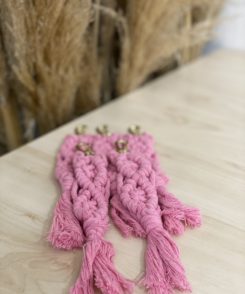 Makramee Schlüsselhänger Rosa NEU