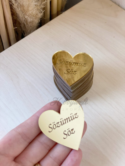 Plexiglas Herz Sözümüz Söz Gold 4 cm