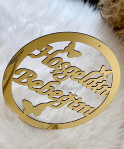 Plexiglas Hosgeldin Bebegim Gold Schmetterling