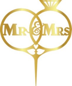 Cake Topper Mr & Mrs Gold