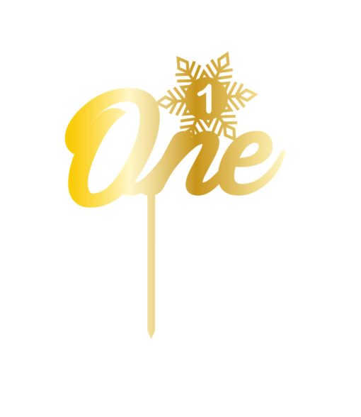 Cake Topper One Schneeflocke Gold