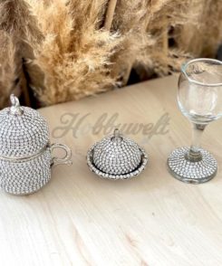 Svarowski Bräutigam Set Silber