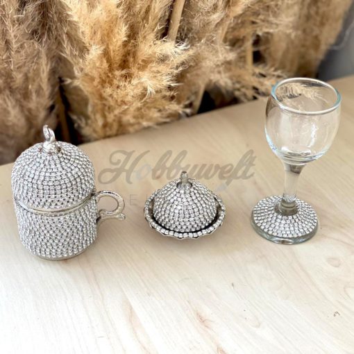 Svarowski Bräutigam Set Silber