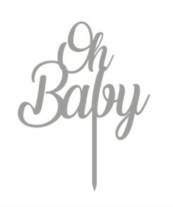 Cake Topper Oh Baby Silber