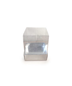 Asetatschachtel Transparent - Silber 5x6,5 cm