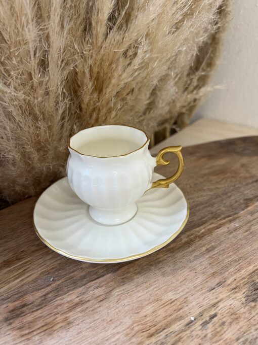Mokka Tasse Weiss Gold