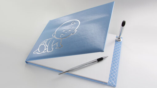Gästebuch mit Prägung Baby ( Blau )