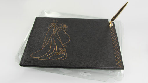 Hochzeit Gästebuch mit Prägung Schwarz