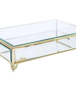 „Edle Glasbox Nature – rechteckig – GOLD – mit Spiegelboden