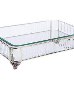 Luxus Glasbox Elegance – Silber – mit Spiegelboden