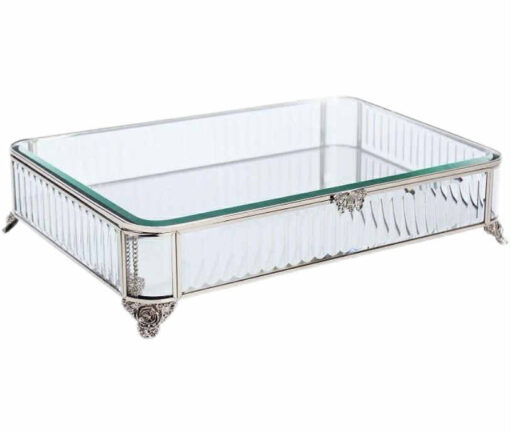 Luxus Glasbox Elegance – Silber – mit Spiegelboden