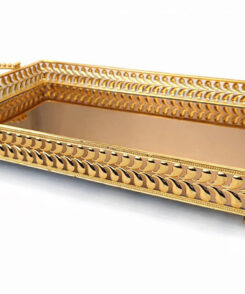 Luxus Spiegel-Tablett Gold rechteckig
