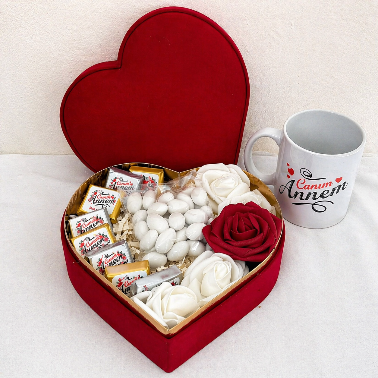 Canım Annem – Muttertags Geschenkset mit Tasse & Herzbox